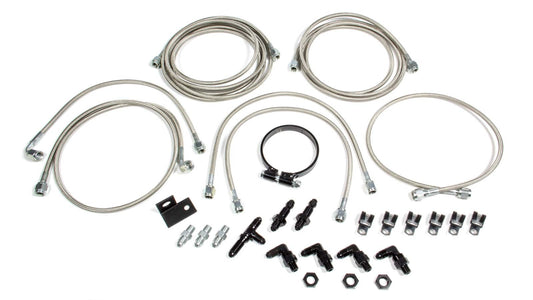 Brake Line Kit - 3 AN Hose - 4 AN Ends - Fittings / Installation Hardware - Braided Stainless - Natural - AM Calipers - Dirt Late Model - Kit