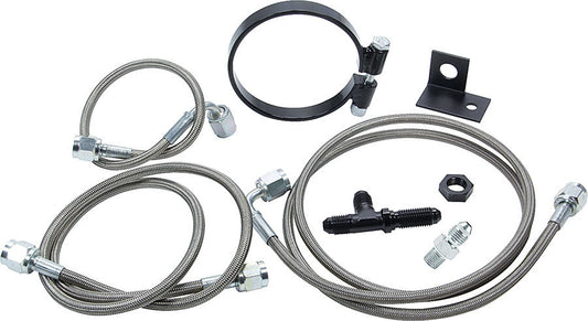 Brake Line Kit - Rear - 3 AN Hose - 4 AN Ends - Fittings / Installation Hardware - Braided Stainless - Natural - AM Calipers - Dirt Late Model - Kit
