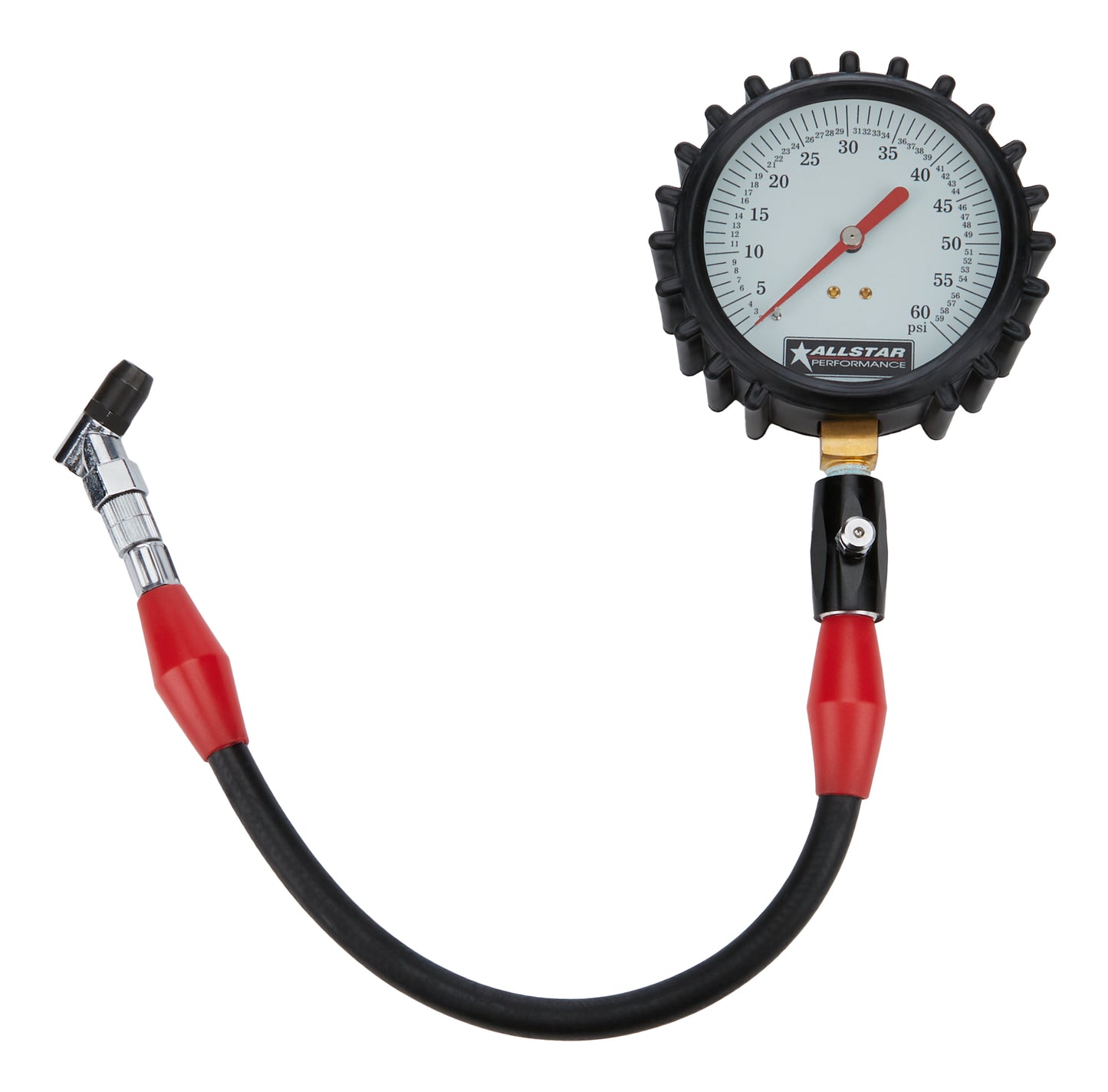 Tire Pressure Gauge - Glow in the Dark - 0-60 psi - Analog - 4 in Diameter - White Face - 1/2 lb Increments - Each
