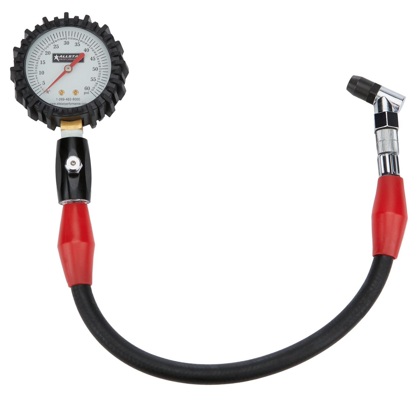 Tire Pressure Gauge - Glow in the Dark - 0-60 psi - Analog - 2-1/4 in Diameter - White Face - 1/2 lb Increments - Each