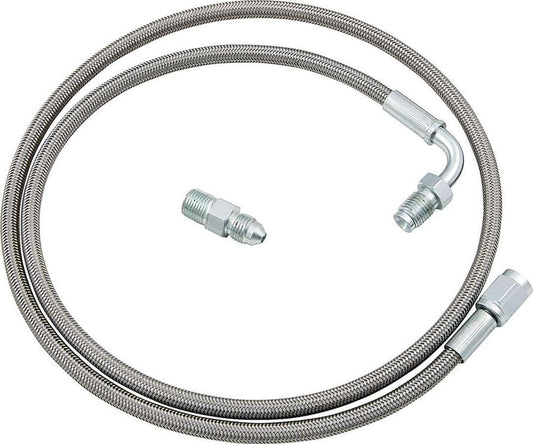 Hydraulic Hose - Clutch Hose - 24 in Long - 3 AN Hose - 3 AN Straight Female to 3/16 in 90 Degree Inverted Flare Male - Braided Stainless - PTFE - Kit