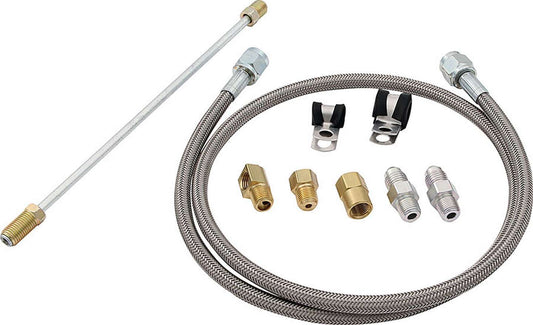 Hydraulic Hose - Clutch Hose - 36 in Long - 4 AN Hose - 4 AN Straight Female to 3/16 in 90 Degree Inverted Flare Male - Fittings - Braided Stainless - PTFE - Kit