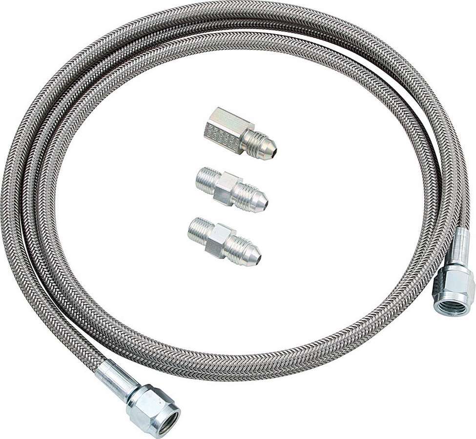 Gauge Line Kit - 4 AN - 36 in Long - 4 AN Female to 4 AN Female - Fittings Included - PTFE - Braided Stainless - Mechanical Pressure Gauges - Kit