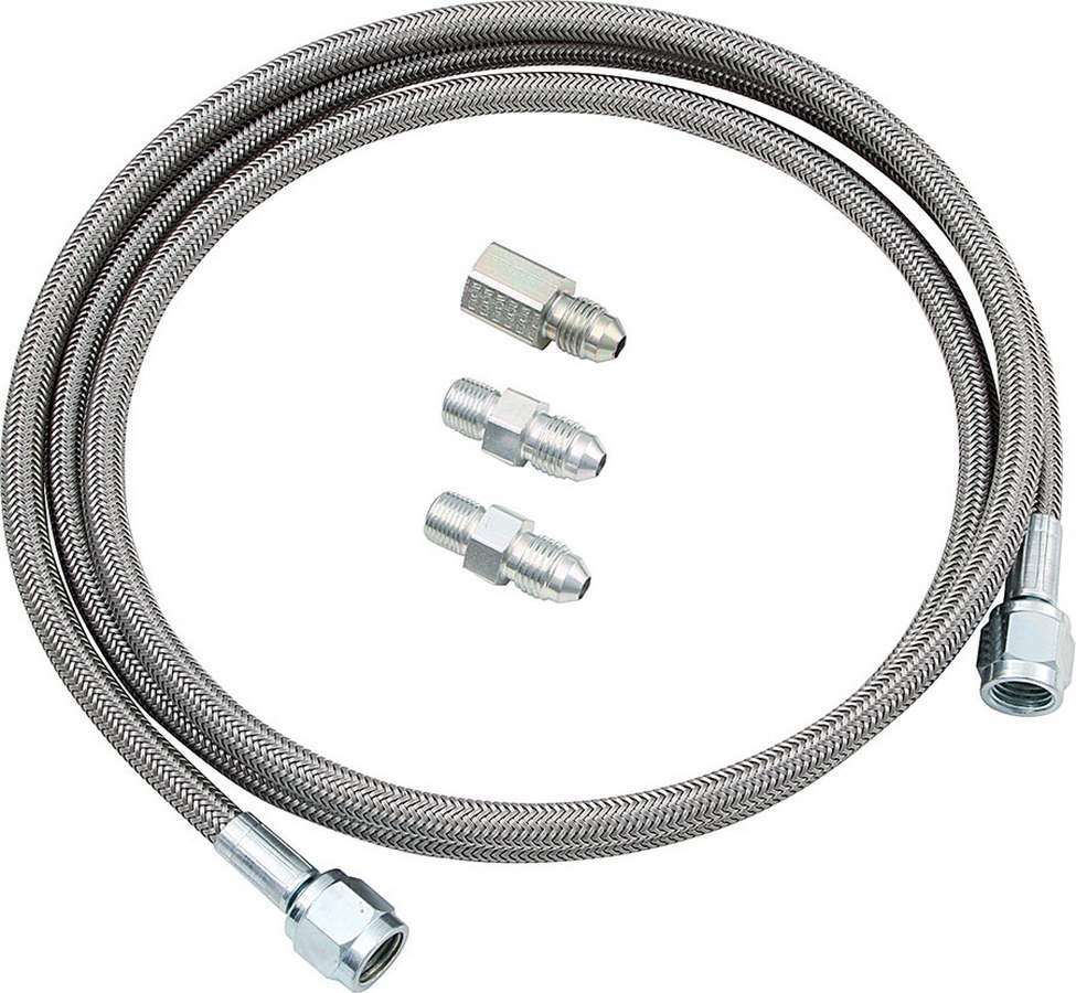 Gauge Line Kit - 4 AN - 4 ft Long - 4 AN Female to 4 AN Female - Fittings Included - PTFE - Braided Stainless - Mechanical Pressure Gauges - Kit