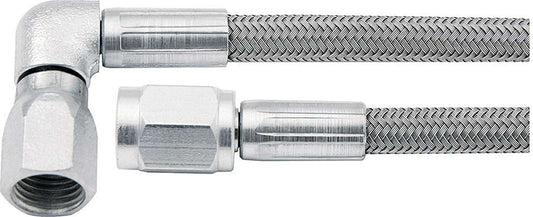 Brake Hose - 15 in Long - 3 AN Hose - 3 AN Straight Female to 3 AN 90 Degree Female - Braided Stainless - PTFE Lined - Set of 5
