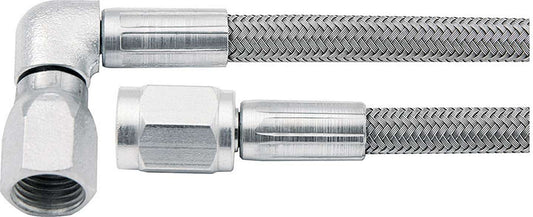 Brake Hose - 18 in Long - 3 AN Hose - 3 AN Straight Female to 3 AN 90 Degree Female - Braided Stainless - PTFE Lined - Set of 5