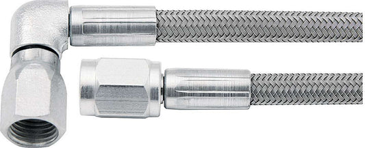 Brake Hose - 21 in Long - 3 AN Hose - 3 AN Straight Female to 3 AN 90 Degree Female - Braided Stainless - PTFE Lined - Set of 5