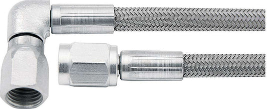 Brake Hose - 24 in Long - 3 AN Hose - 3 AN Straight Female to 3 AN 90 Degree Female - Braided Stainless - PTFE Lined - Set of 5