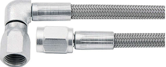 Brake Hose - 30 in Long - 3 AN Hose - 3 AN Straight Female to 3 AN 90 Degree Female - Braided Stainless - PTFE Lined - Set of 25