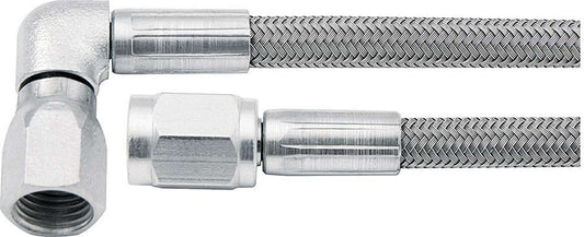 Brake Hose - 32 in Long - 3 AN Hose - 3 AN Straight Female to 3 AN 90 Degree Female - Braided Stainless - PTFE Lined - Set of 25
