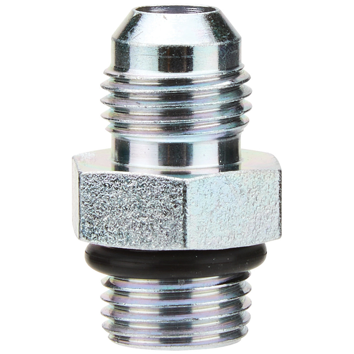 Fitting - Adapter - Straight - 6 AN Male to 9/16-18 in Male O-Ring - Steel - Cadmium - Power Steering Systems - Each