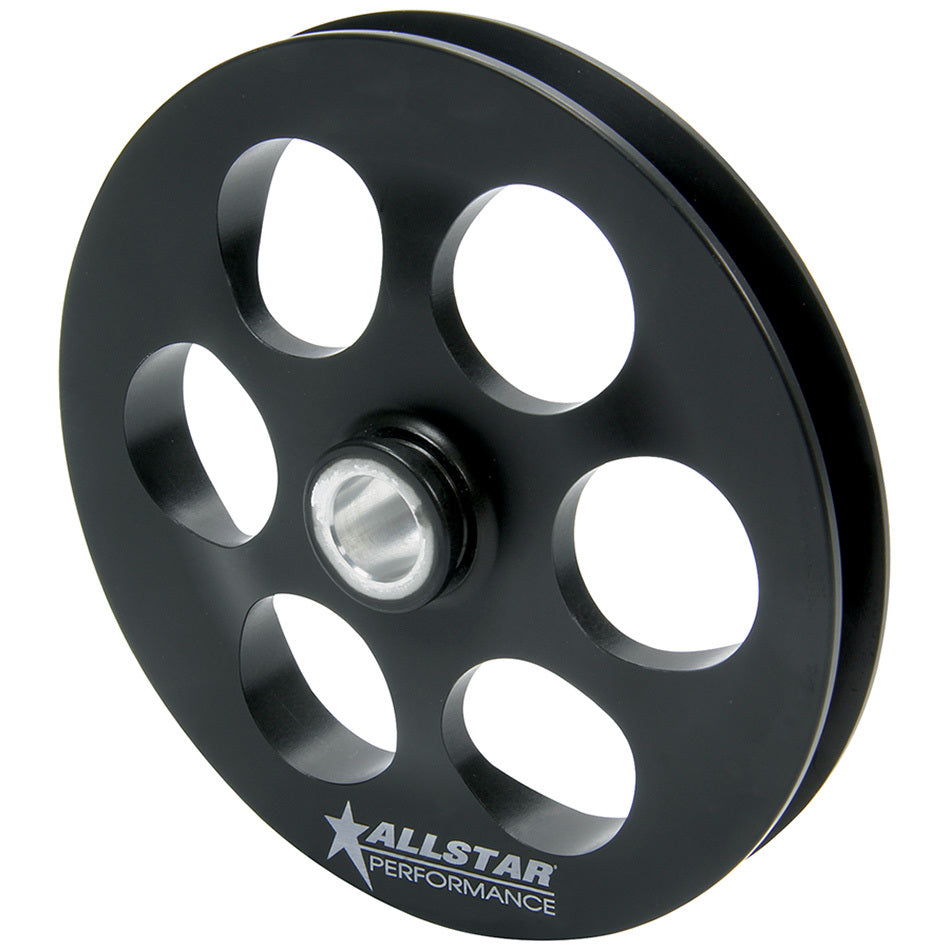 Power Steering Pump Pulley - V-Belt - 1 Groove - 6 in Diameter - Aluminum - Black Paint - Allstar Type 2 PS Pump - Each