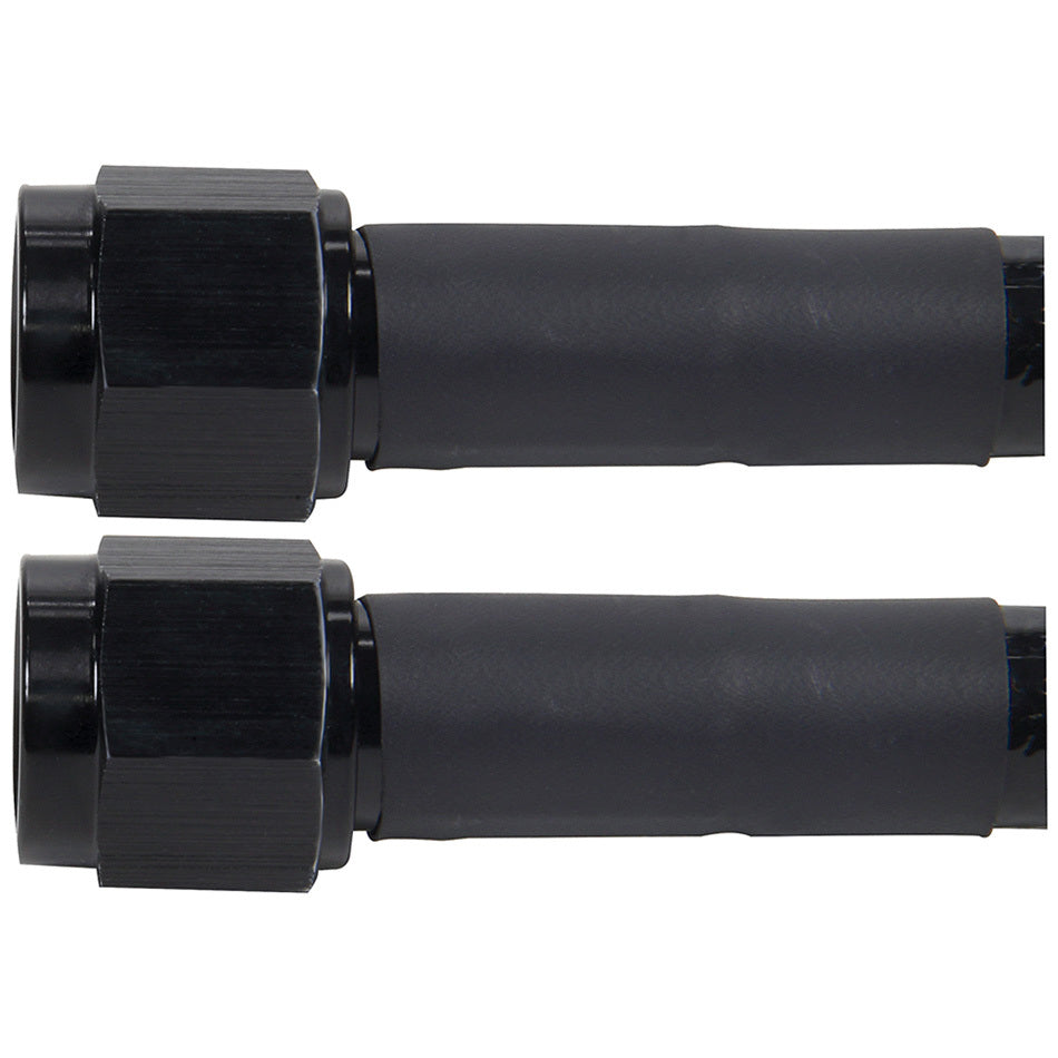 AN Hose Assembly - 72 in Long - 6 AN Hose - 6 AN Straight to 6 AN Straight Female - Braided Stainless - Black Plastic Coated - PTFE - Black Fittings - Each
