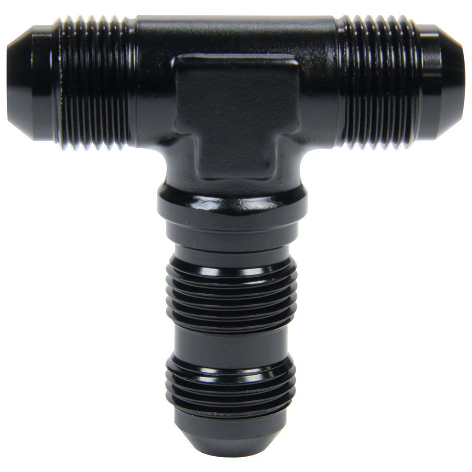 Fitting - Bulkhead Tee - 4 AN Male x 4 AN Male x 4 AN Male Bulkhead - Aluminum - Black Anodized - Each