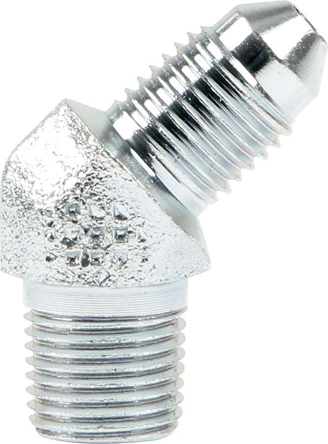 Fitting - Adapter - 45 Degree - 3 AN Male to 1/8 in NPT Male - Steel - Zinc Oxide - Each