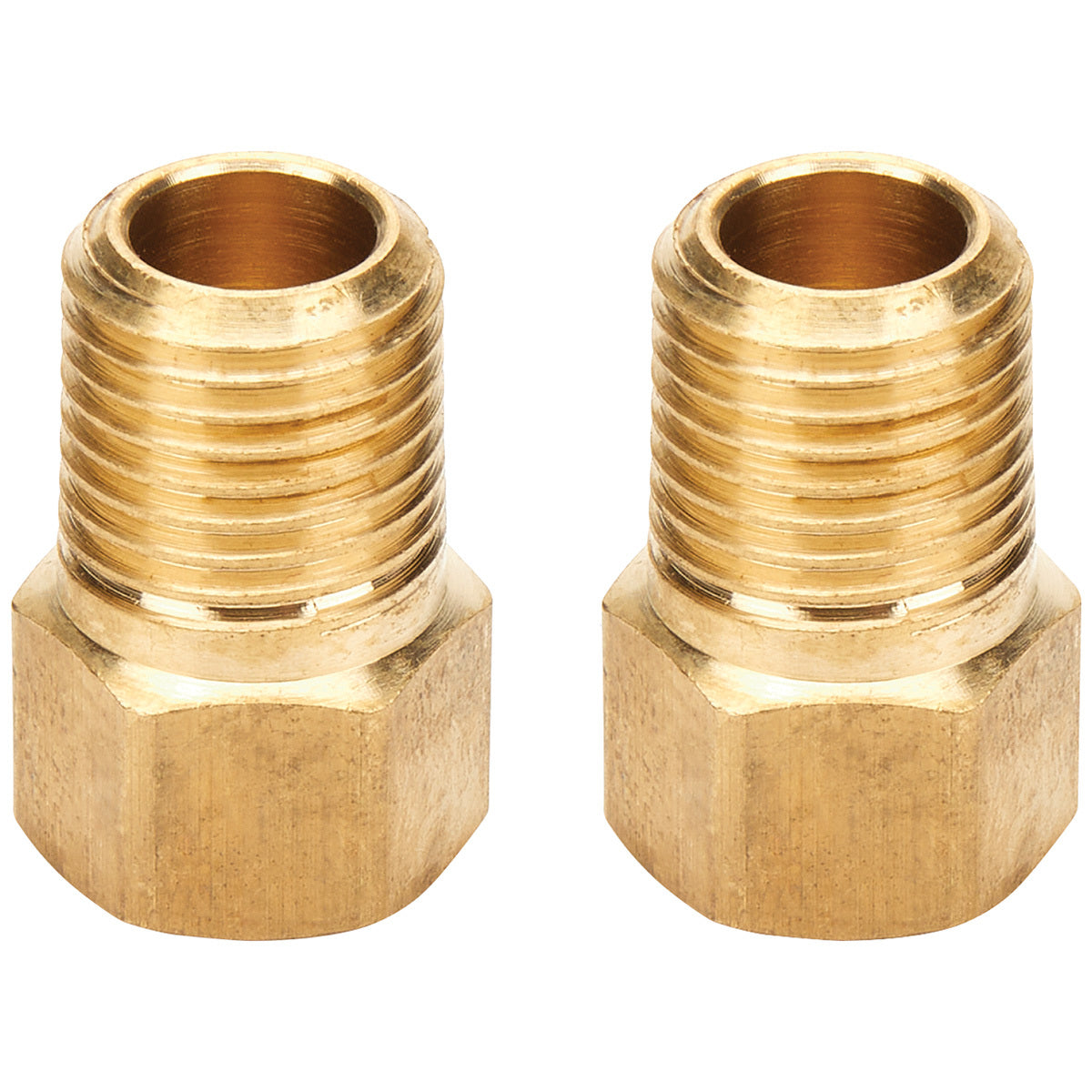 Fitting - Adapter - Straight - 5/16-24 in Inverted Flare Female to 1/4 in NPT Male - Brass - Natural - Hardline - Pair