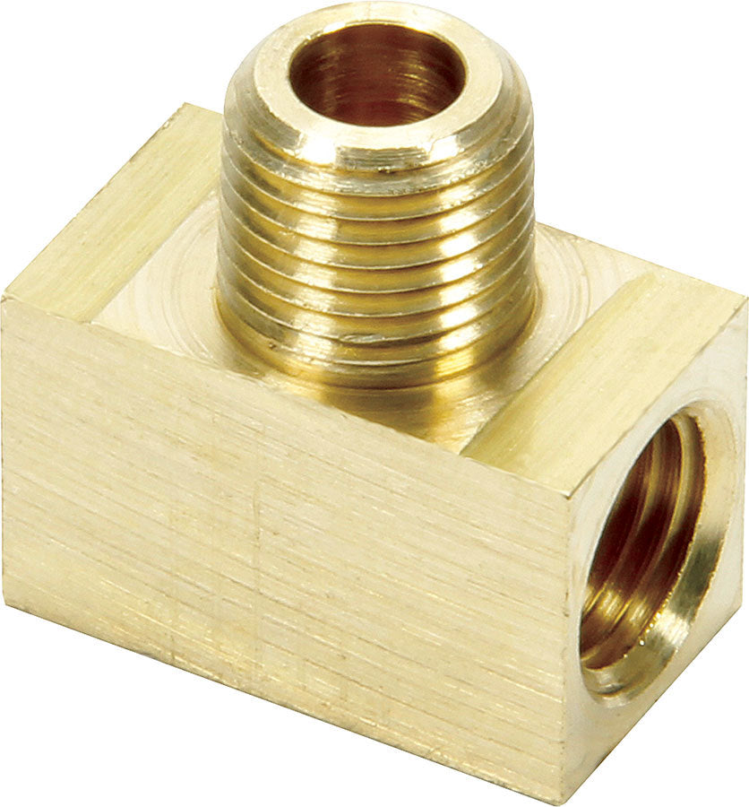 Fitting - Adapter Tee - 3/8-24 in Inverted Flare Female x 3/8-24 in Inverted Flare Female x 1/8 in NPT Male - Brass - 3/16 in Hardline - Each