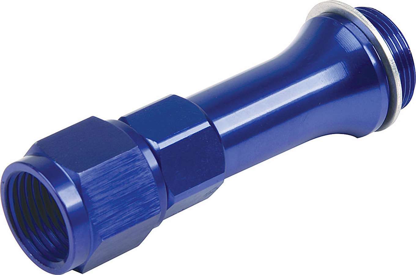 Carburetor Inlet Fitting - Straight - 8 AN Female to 7/8-20 Male - 3.5 in Long - Aluminum - Blue Anodized - Holley Carburetors - Each