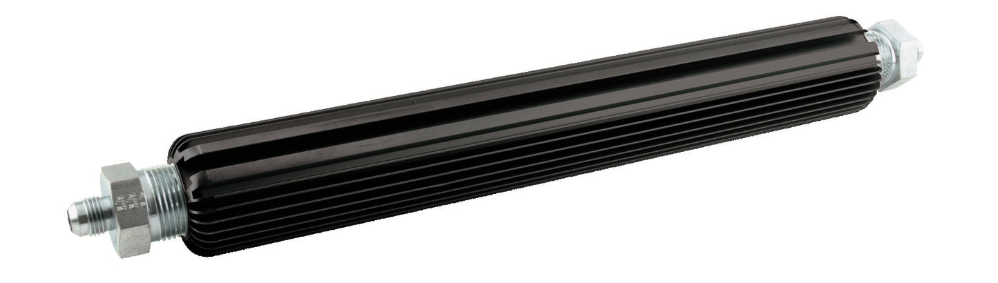 Fluid Cooler - 12 x 1.75 in - Heat Sink - 3/4 in NPT Female Inlet / Outlet - 6 AN Male Adapter - Aluminum - Black Anodized - Universal - Each