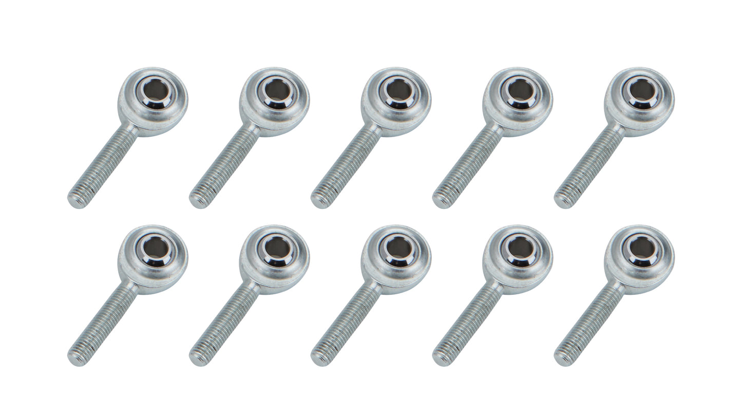 Rod End - Standard - Spherical - 1/4 in Bore - 1/4-28 in Right Hand Male Thread - Steel - Zinc Oxide - Set of 10