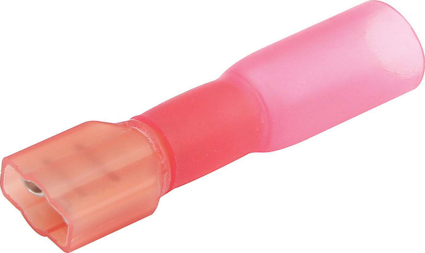 Spade Terminal - Heat Shrink - 22-18 Gauge Wire - Female - Tin Plated Copper / Plastic - Red - Set of 10