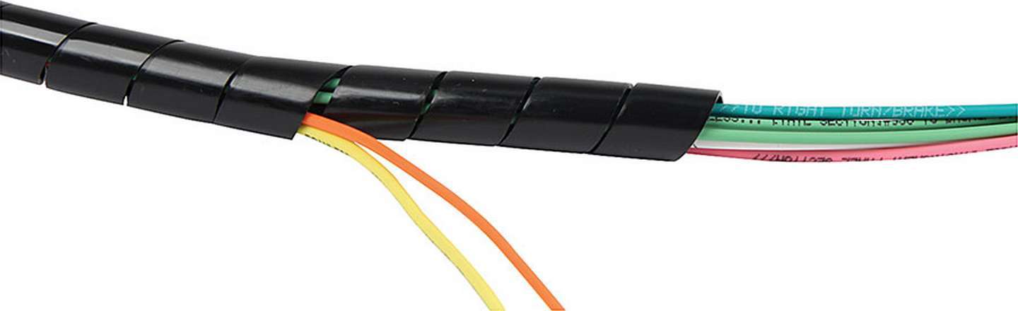 Hose and Wire Sleeve - 1/4 in Diameter - 10 ft - Spiral - Plastic - Black - Each