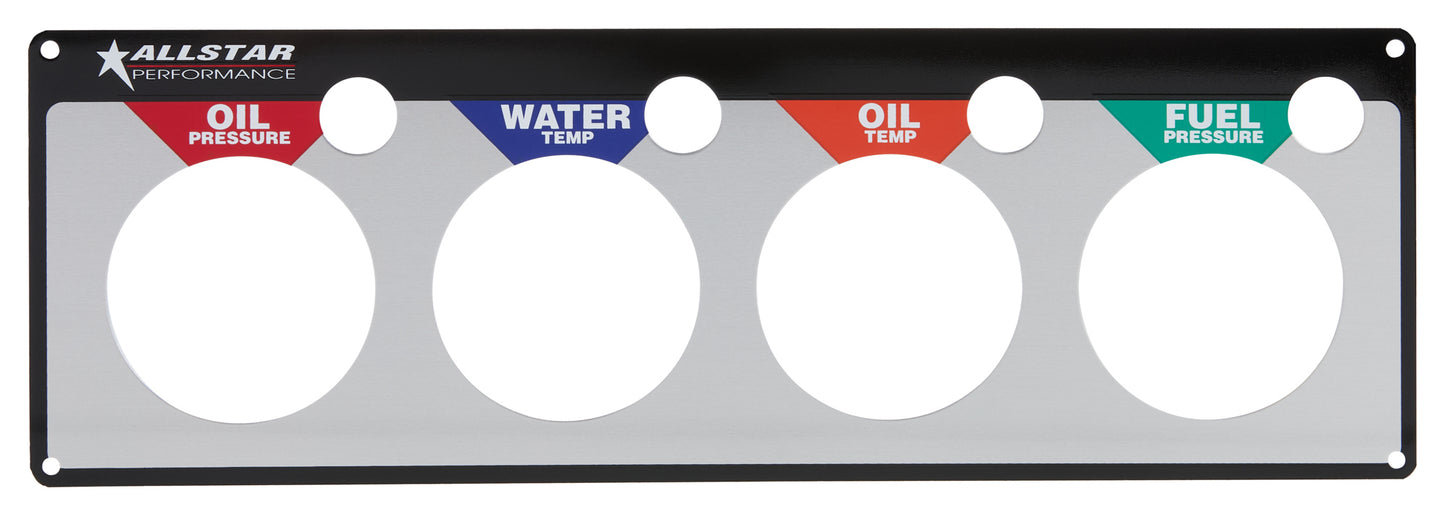 Gauge Panel Face Plate - Fuel Pressure / Oil Pressure / Oil Temperature / Water Temperature - Aluminum - Allstar Gauge Panels - Each