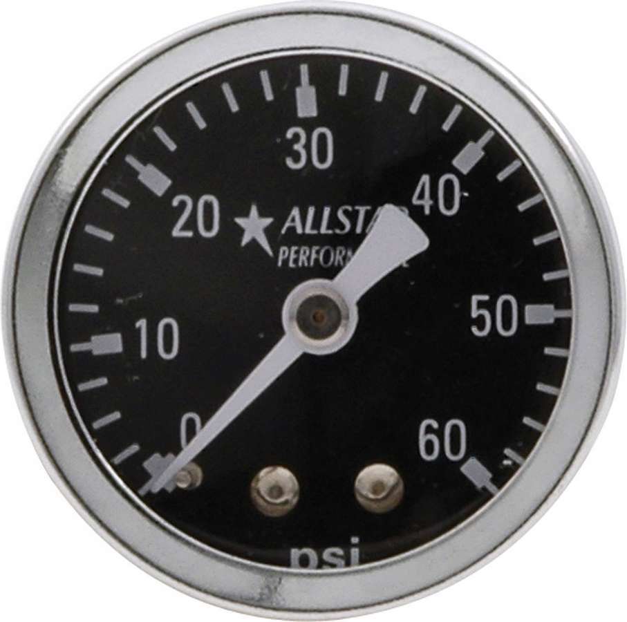 Pressure Gauge - 0-60 psi - Mechanical - Analog - 1-1/2 in Diameter - 1/8 in NPT Port - Black Face - Each