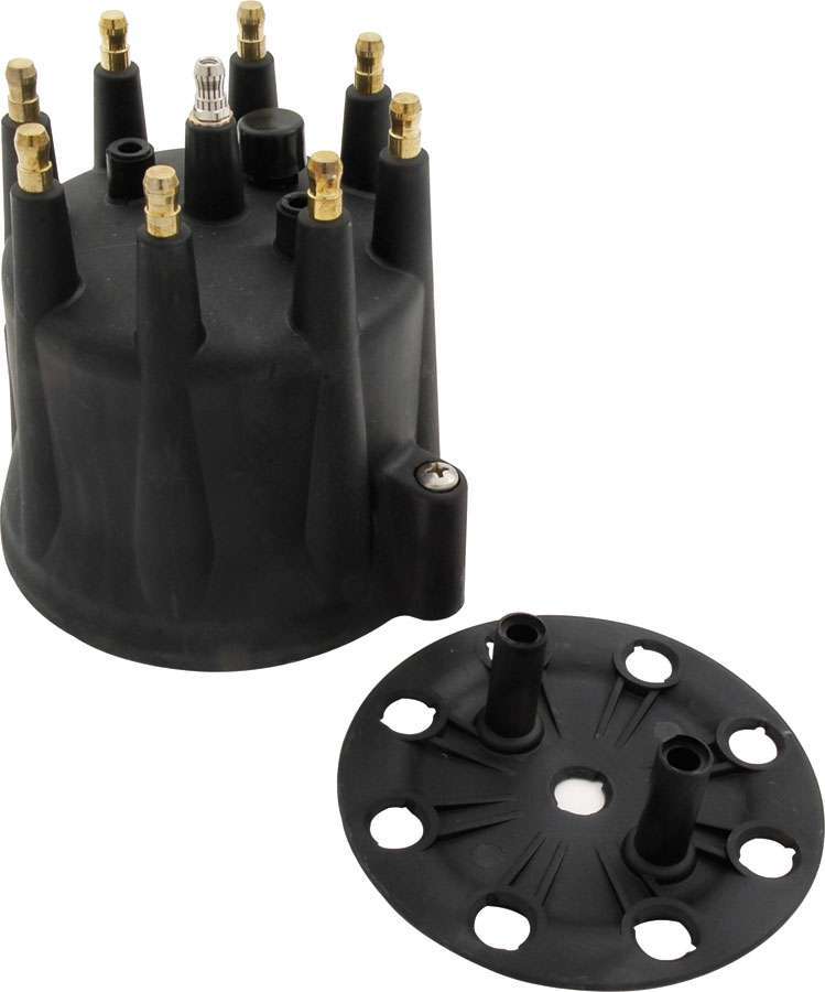 Distributor Cap - HEI Style Terminals - Brass Terminals - Twist Lock - Black - Vented - Chevy V8 - Each