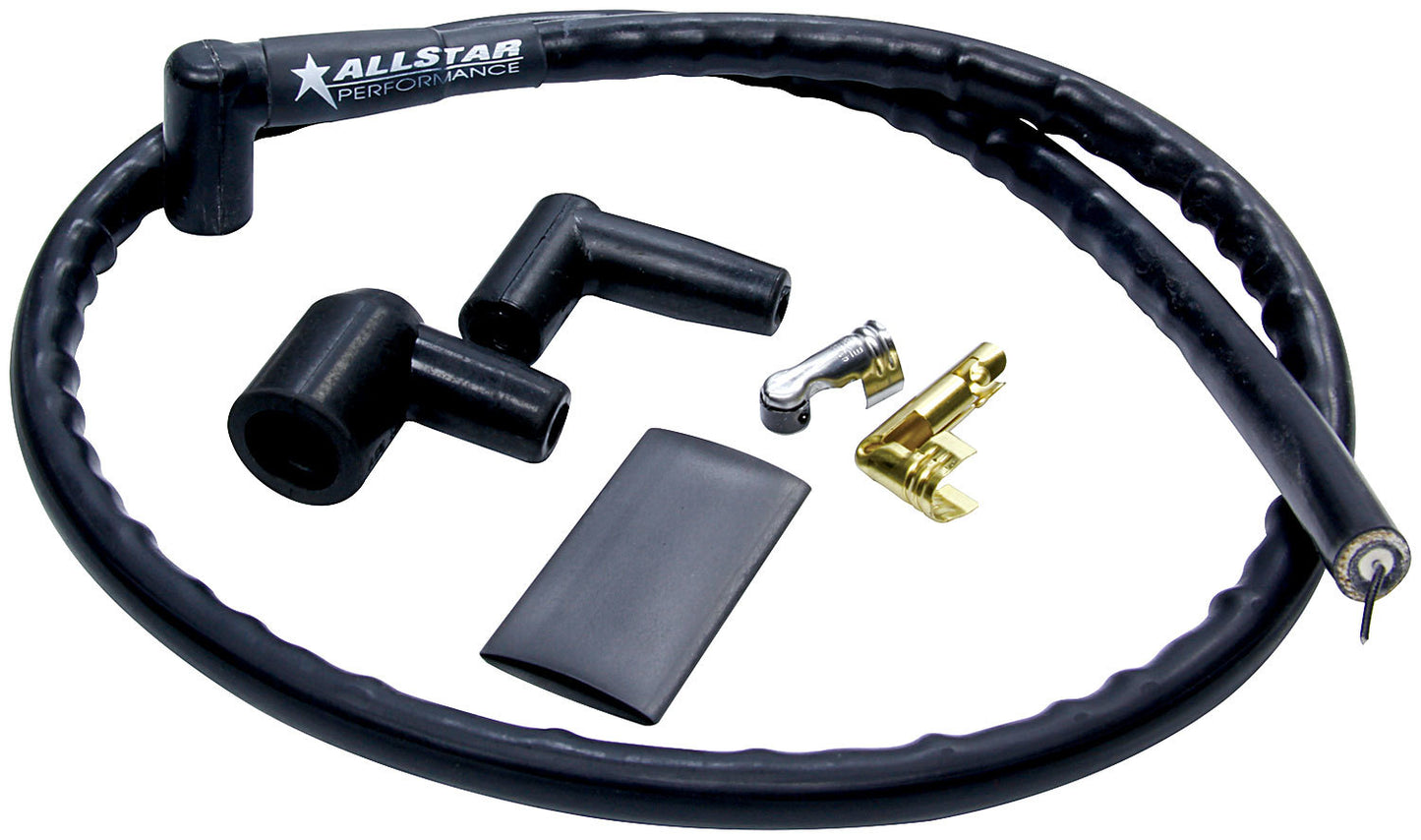Coil Wire - Spiral Core - 8 mm - Sleeved - 36 in Long - Connectors / Ends - Black - Cut to Fit - Kit