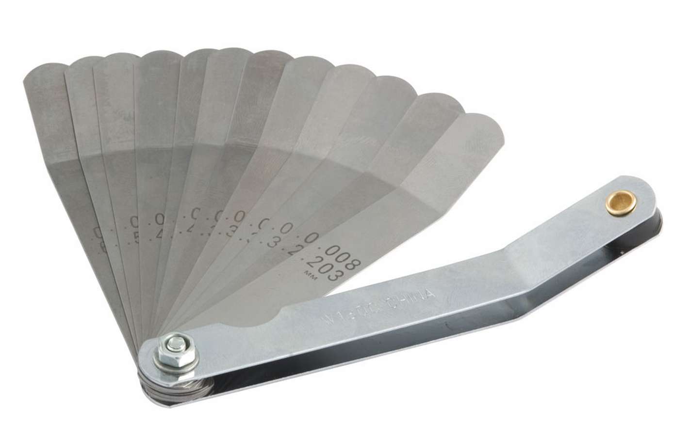 Feeler Gauge - Angled - SAE / Metric Sizing - Steel - Chrome / Natural - Kit