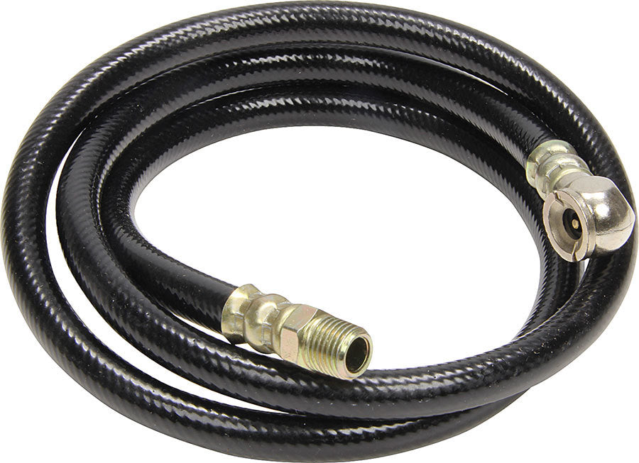 Air Hose - 0.25 in ID - 4 ft Long - 1/4 in NPT to Air Chuck - Rubber / Brass - Black - Compressed Air Tank - Each