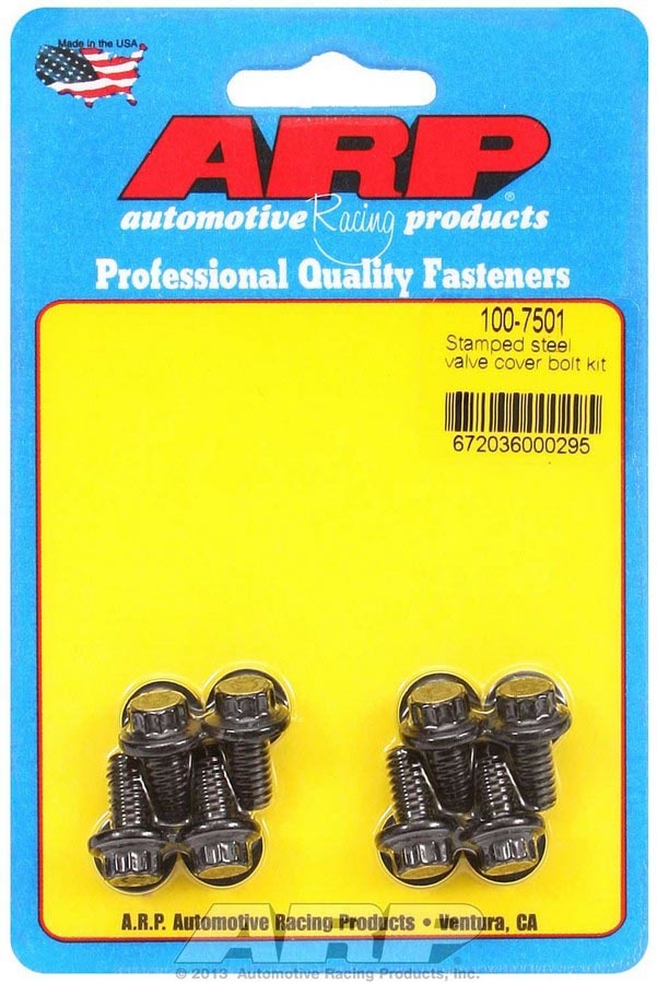 Valve Cover Fastener - Bolt - 1/4-20 in Thread - 0.515 in Long - 12 Point Head - Washers Included - Chromoly - Black Oxide - Set of 8