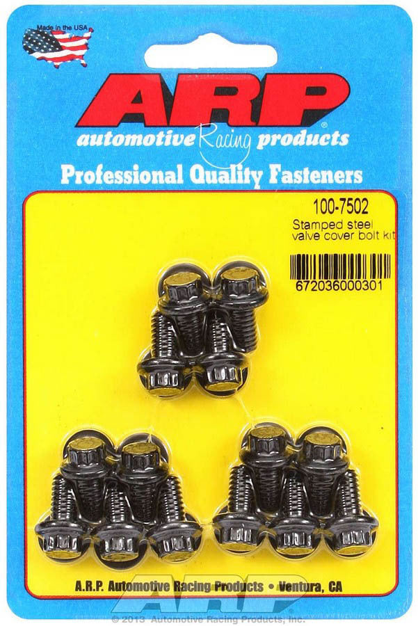 Valve Cover Fastener - Bolt - 1/4-20 in Thread - 0.515 in Long - 12 Point Head - Washers Included - Chromoly - Black Oxide - Set of 14