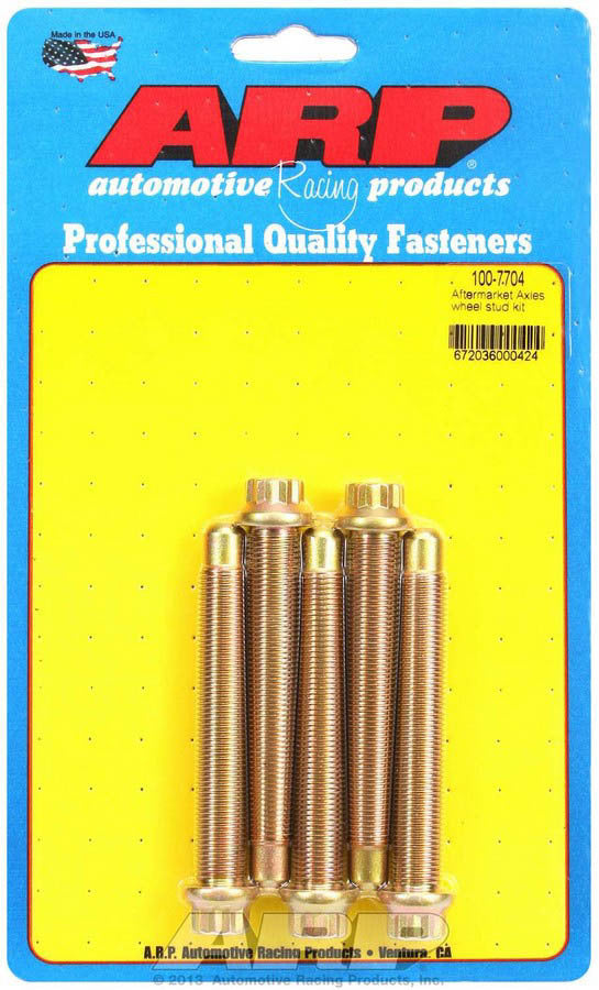 Wheel Stud - 1/2-20 in Thread - 3.470 in Long - Screw-In - 12 Point Head - Chromoly - Cadmium - Aftermarket Axles - Set of 5