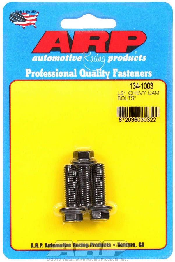 Camshaft Gear Bolt Kit - High Performance Series - 8 mm x 1.25 Thread - 25 mm Long - 10 mm Hex Head - Chromoly - Black Oxide - GM LS-Series - Set of 3