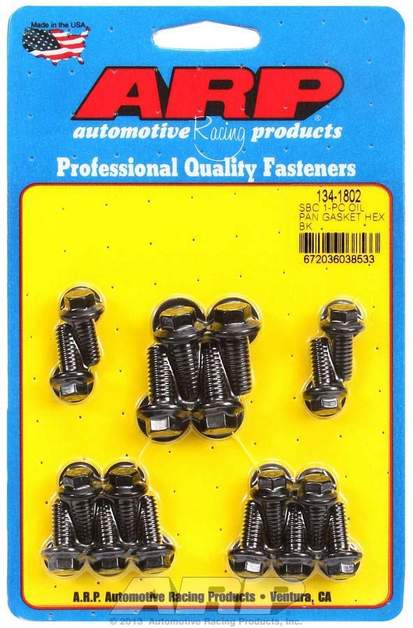 Oil Pan Bolt Kit - Hex Head - Washers Included - Chromoly - Black Oxide - 1-Piece Rubber Gasket - Small Block Chevy - Kit