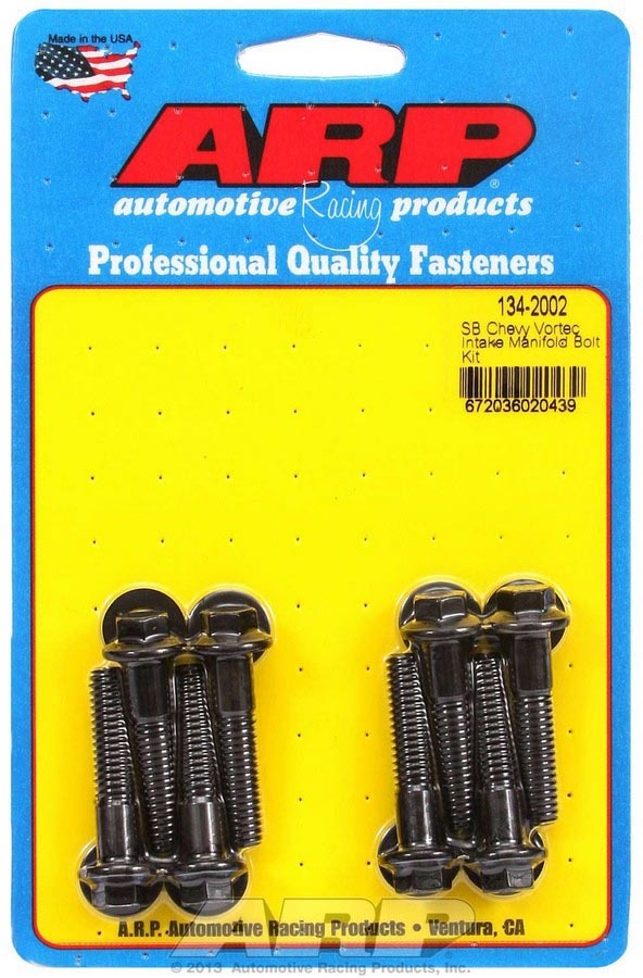 Intake Manifold Bolt Kit - Hex Head - Washers Included - Chromoly - Black Oxide - Small Block Chevy - Set of 8