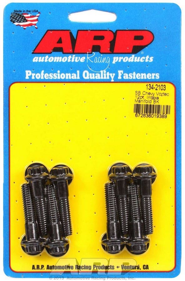 Intake Manifold Bolt Kit - 12 Point Head - Washers Included - Chromoly - Black Oxide - Small Block Chevy - Set of 8