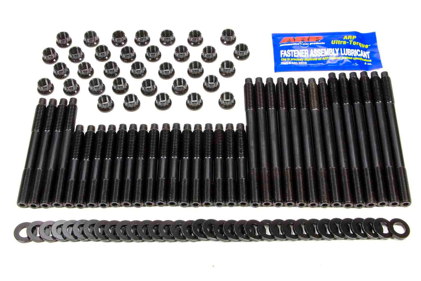 Cylinder Head Stud Kit - 7/16 in Studs - 12 Point Nuts - Chromoly - Black Oxide - Aftermarket Head - Small Block Chevy - Kit
