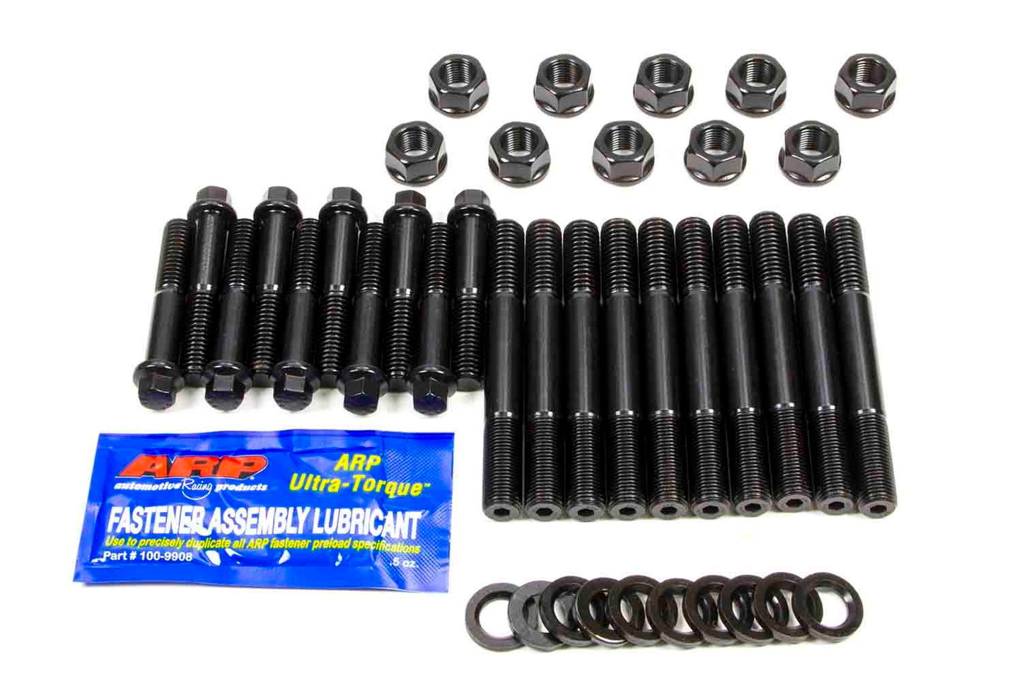 Main Stud Kit - Hex Nuts - 4-Bolt Mains - Chromoly - Black Oxide - World Products - Iron - Small Block Chevy - Kit