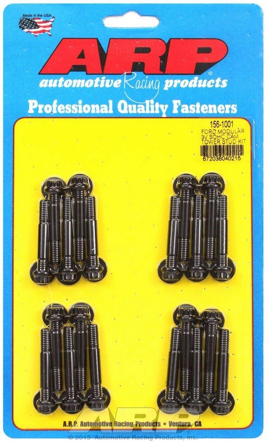 Stud - Camshaft Tower - Pro Series - 6 mm x 1.00 Thread - 1.825 in Long - 8 mm 12 Point Nuts - Chromoly - Black Oxide - Ford Modular - Kit