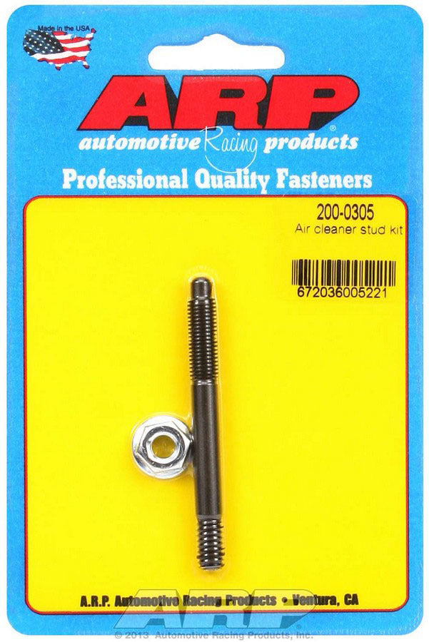 Air Cleaner Stud - 1/4-20 in Thread - 2.7 in Long - Hex Nut - Chromoly - Black Oxide - Each