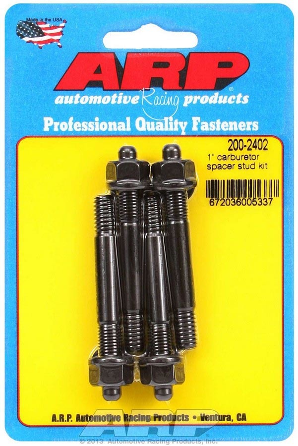 Carburetor Stud - 5/16-18 and 5/16-24 in Thread - 2.7 in Long - Hex Nuts - Chromoly - Black Oxide - Set of 4