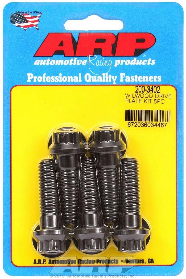 Drive Flange Bolt - 7/16-14 in Thread - 1-1/2 in Long - 12 Point Head - Chromoly - Black Oxide - Drilled - Set of 5