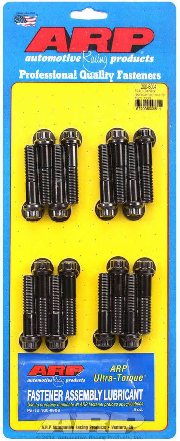 Connecting Rod Bolt Kit - High Performance Series - 7/16 in Bolt - 2 in Long - Chromoly - Aluminum Rods - Washers - Universal - Set of 16