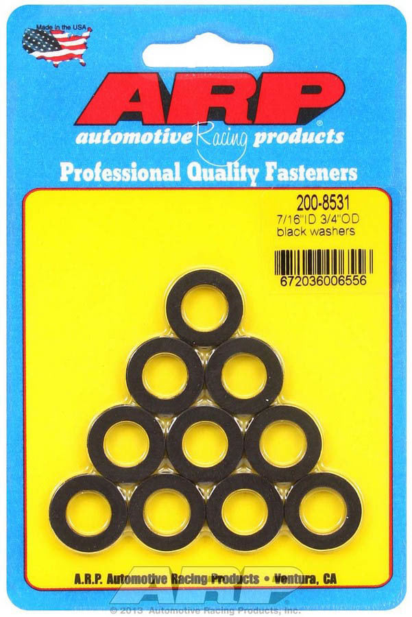 Flat Washer - Special Purpose - 0.438 in ID - 0.750 in OD - 0.120 in Thick - Chromoly - Black Oxide - Set of 10