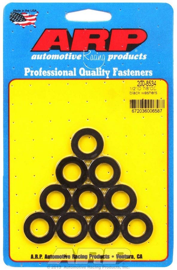 Flat Washer - Special Purpose - 0.5 in ID - 0.875 in OD - 0.120 in Thick - Chromoly - Black Oxide - Set of 10