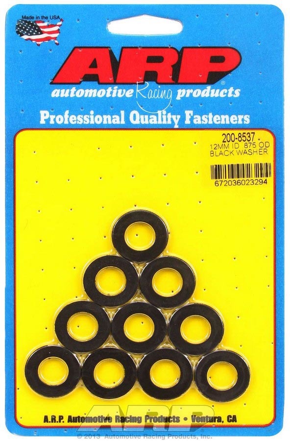 Flat Washer - Special Purpose - 12 mm ID - 0.875 in OD - 0.120 in Thick - Chromoly - Black Oxide - Set of 10