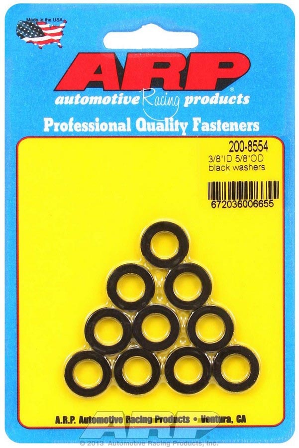 Flat Washer - Special Purpose - 0.375 in ID - 0.625 in OD - 0.120 in Thick - Chromoly - Black Oxide - Set of 10
